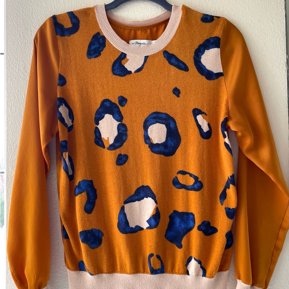 Philip Lim for Target Orange and Blue Patterned Top